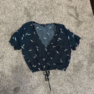 Navy blue wrap crop top